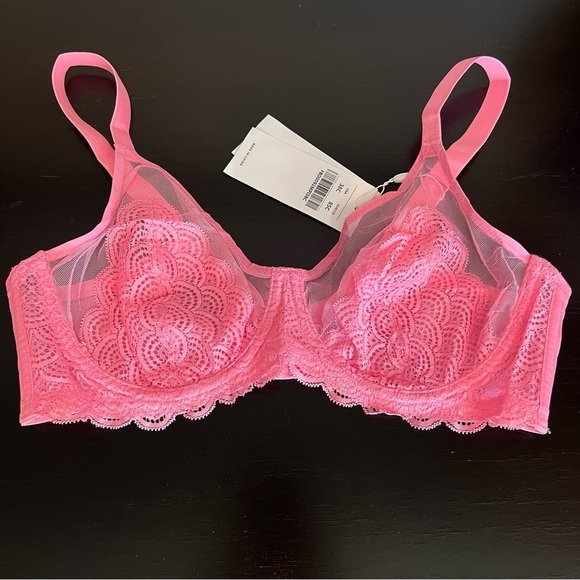 Mermaid Scales bubblegum pink Lace Full Coverage Plus Size Underwire Bra 38C NIB - Picture 3 of 13